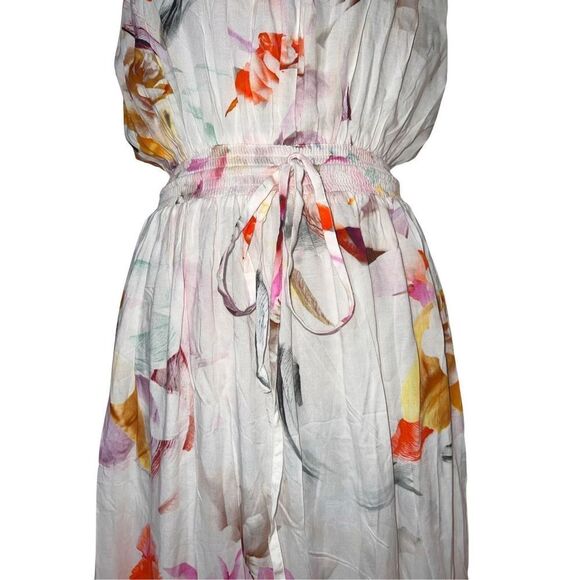 Plum Pretty Sugar White Floral Strapless Casual Women’s  Maxi Dress Bridesmaid L - Picture 6 of 11